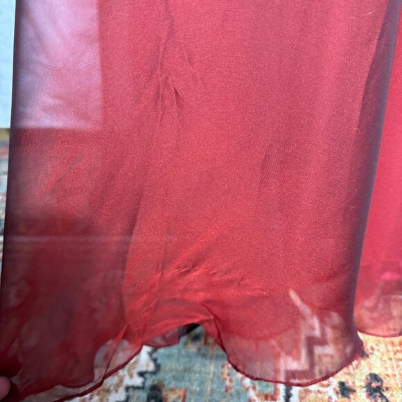 NWT Sheer Blouson Sleeve Surplice Gown in Garnet Sz 16 Red - Picture 16 of 16